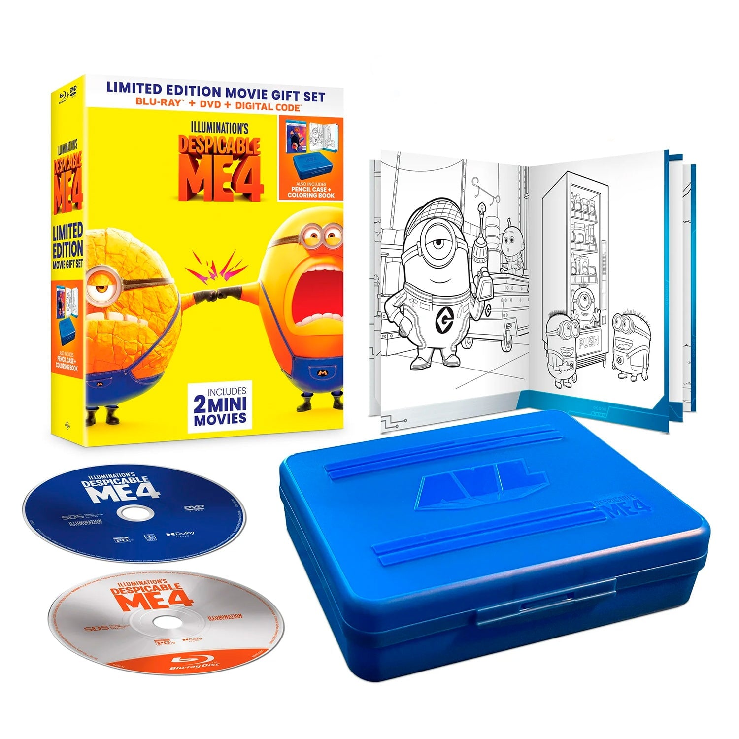 Гадкий Я 4 (2024) (англ. язык) (Blu-ray + DVD) Limited Edition Movie Gift Set with Pencil Case & Coloring Book