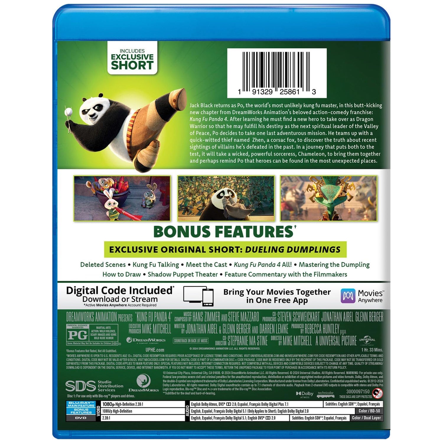 Кунг-фу Панда 4 (2024) (англ. язык) (Blu-ray + DVD) with Kid-Sized Training Chopsticks (Walmart Exclusive Limited Ediiton Movie Giftset)