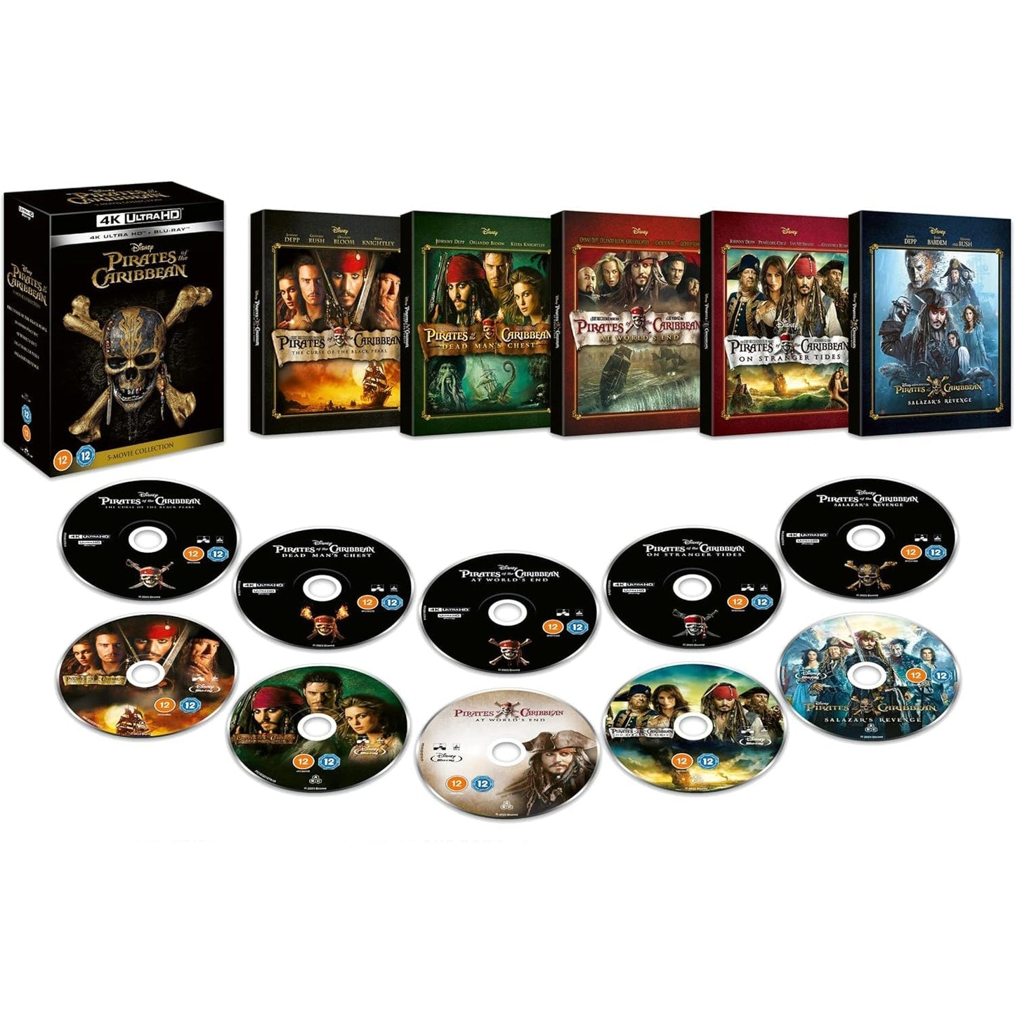 Pirates of the Caribbean: 5-Movie Collection Пираты Карибского моря: Коллекция (англ. язык) (4K UHD + Blu-ray)