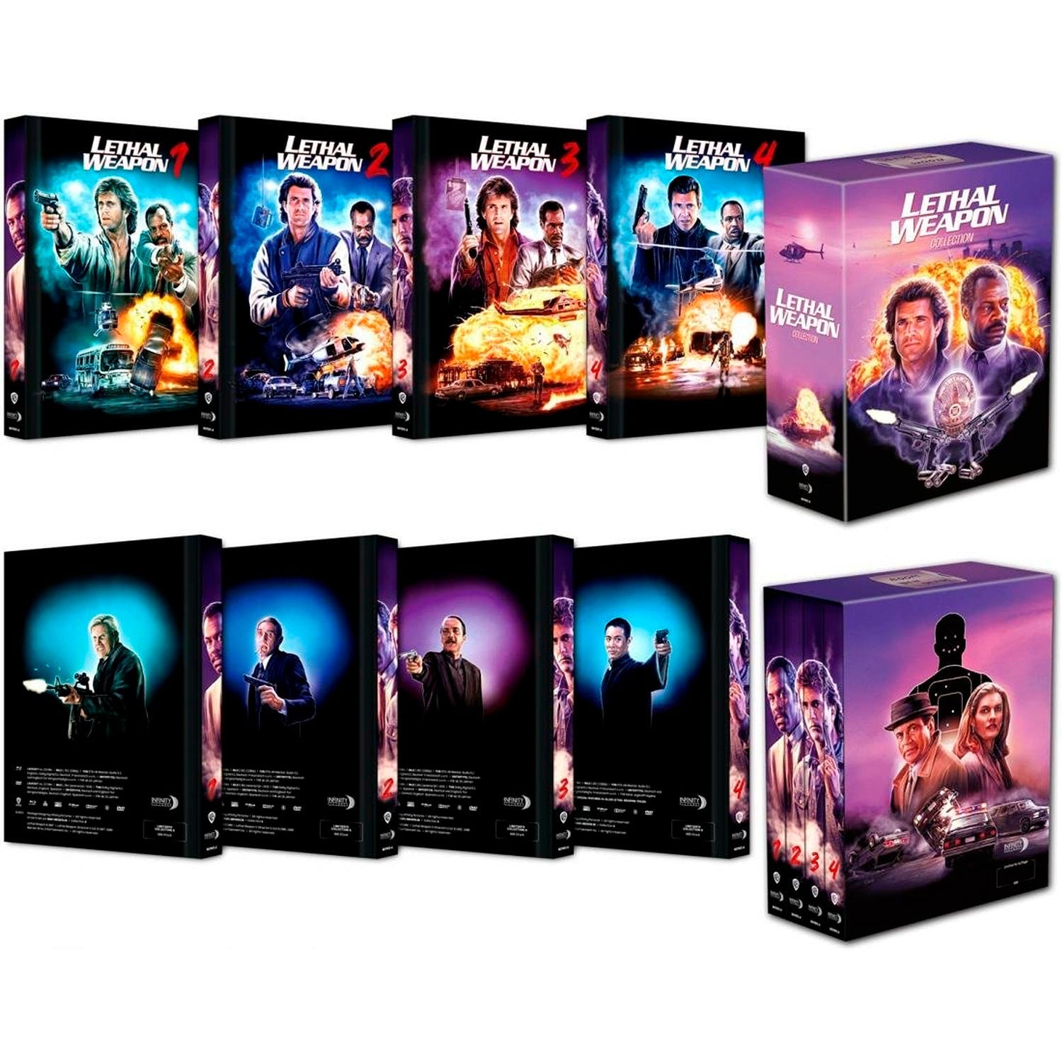 Смертельное оружие. Квадрология (5 Blu-ray + 3 DVD) Limited Mediabook Bundle Edition (Cover A)