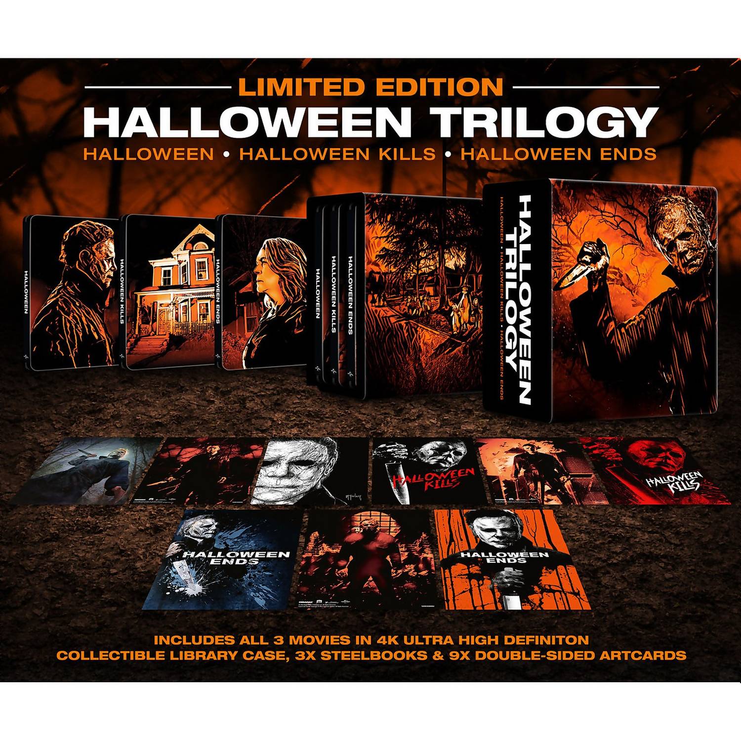 Хэллоуин: Трилогия (2018-2022) (англ. язык) (4K UHD + Blu-ray) Steelbook Limited Edition