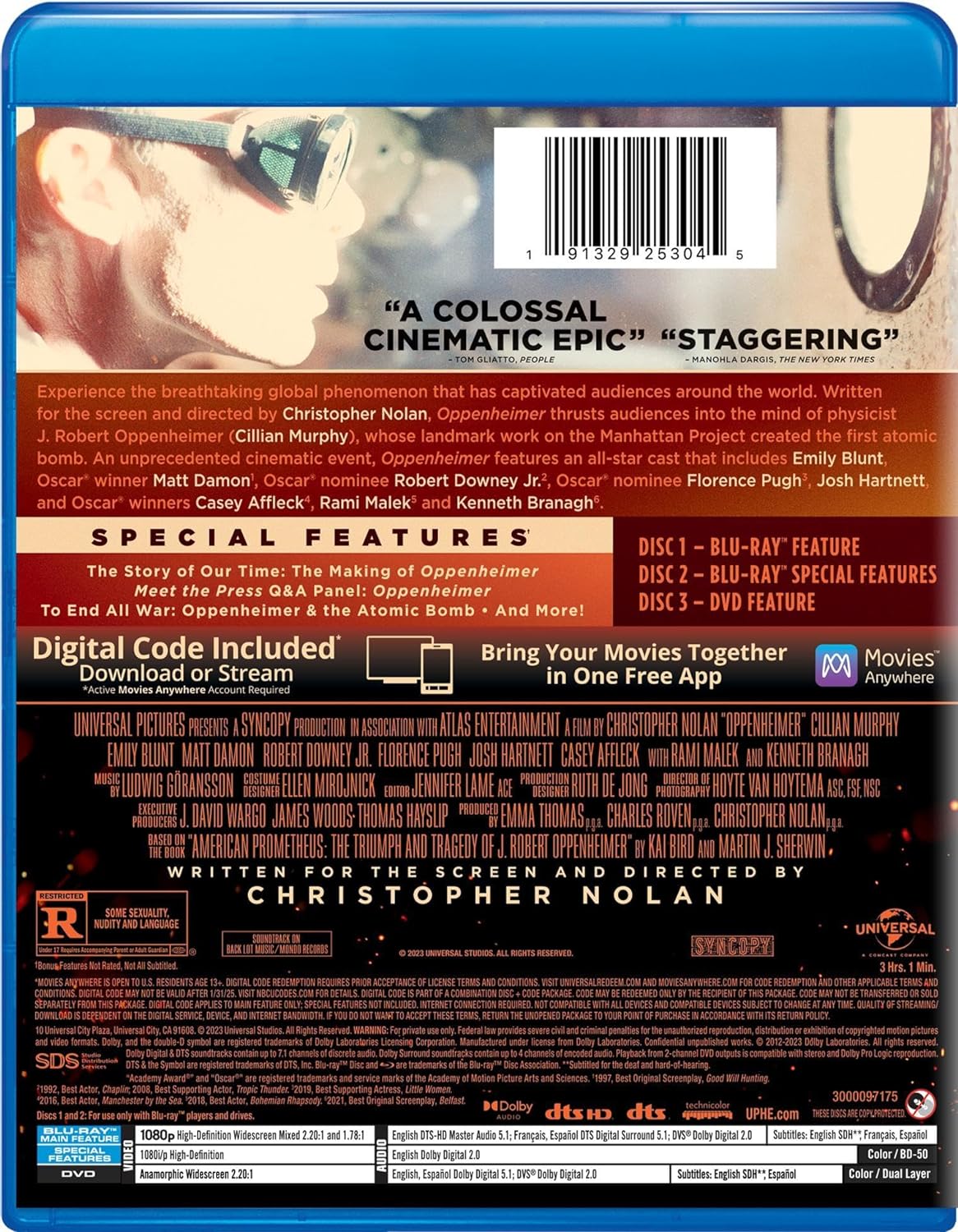 Оппенгеймер (2023) (англ. язык) (2 Blu-ray + DVD)