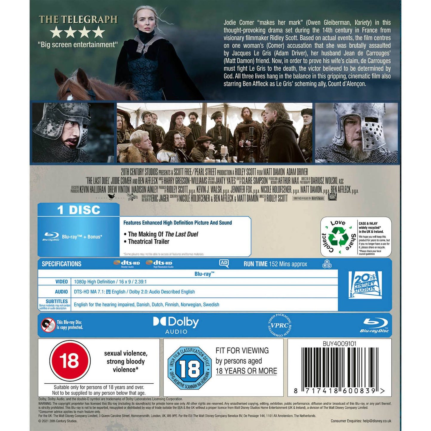 Последняя дуэль (2021) (англ. язык) (Blu-ray)