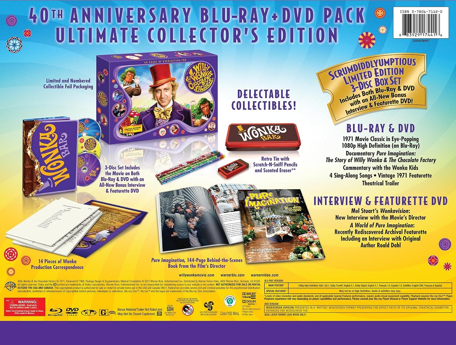 Willy Wonka and the Chocolate Factory 1971 Blu ray DVD 40th